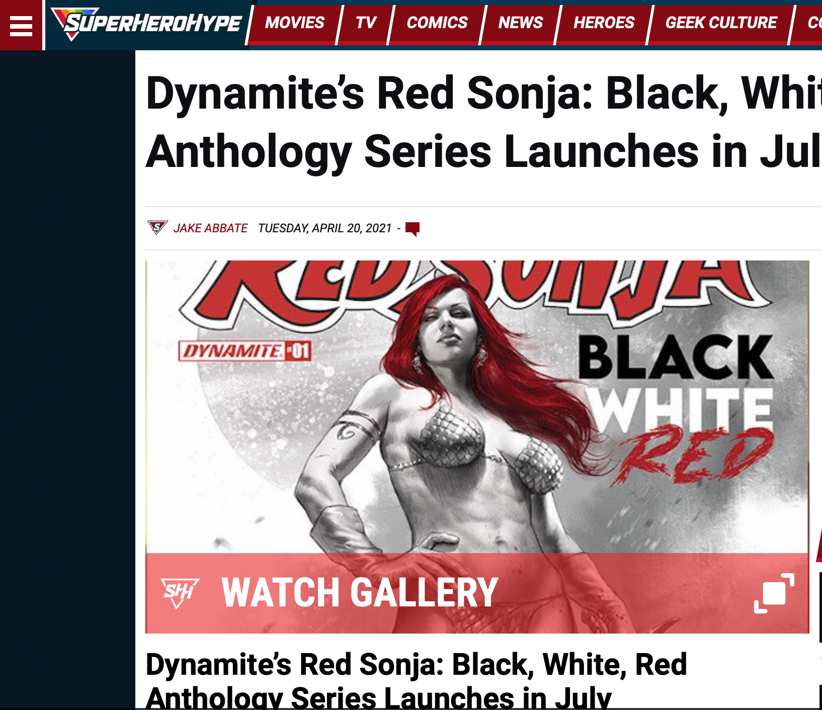 Dynamite’s Red Sonja: Black, White, Red Anthology Series Launches in July