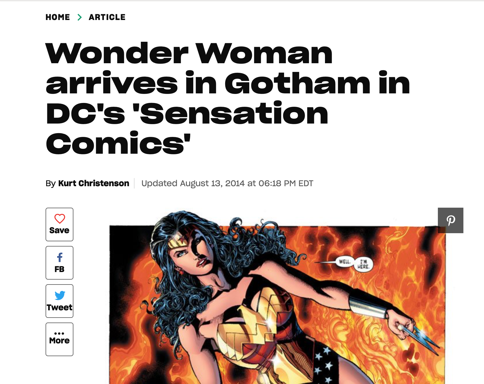 ENTERTAINMENT WEEKLY: Wonder Woman arrives in Gotham in DC's 'Sensation Comics