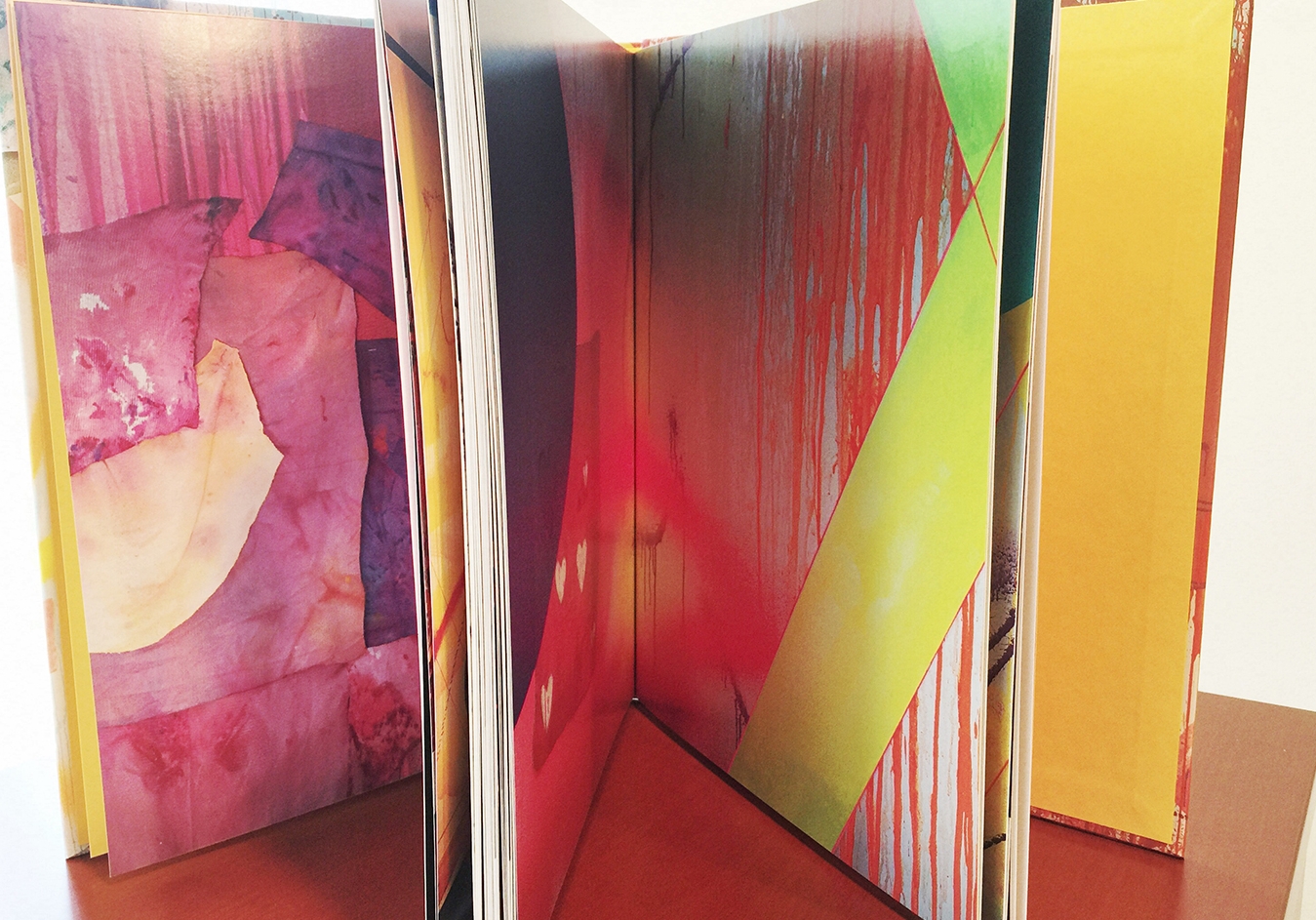 Book packaging, hardcover artist monograph for Sarah Cain at the Contemporary Art Museum, Raleigh.
