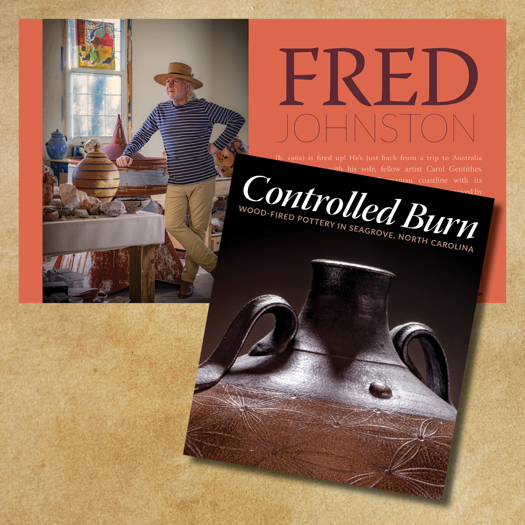 Alfred University and Penn State University graduate Fred Johnston (b. 1962) brings a multitude of life's influences to his work, "I see myself as someone who drinks from a lot of different wellsprings," he says, "and I forage along the way to see what I can find."