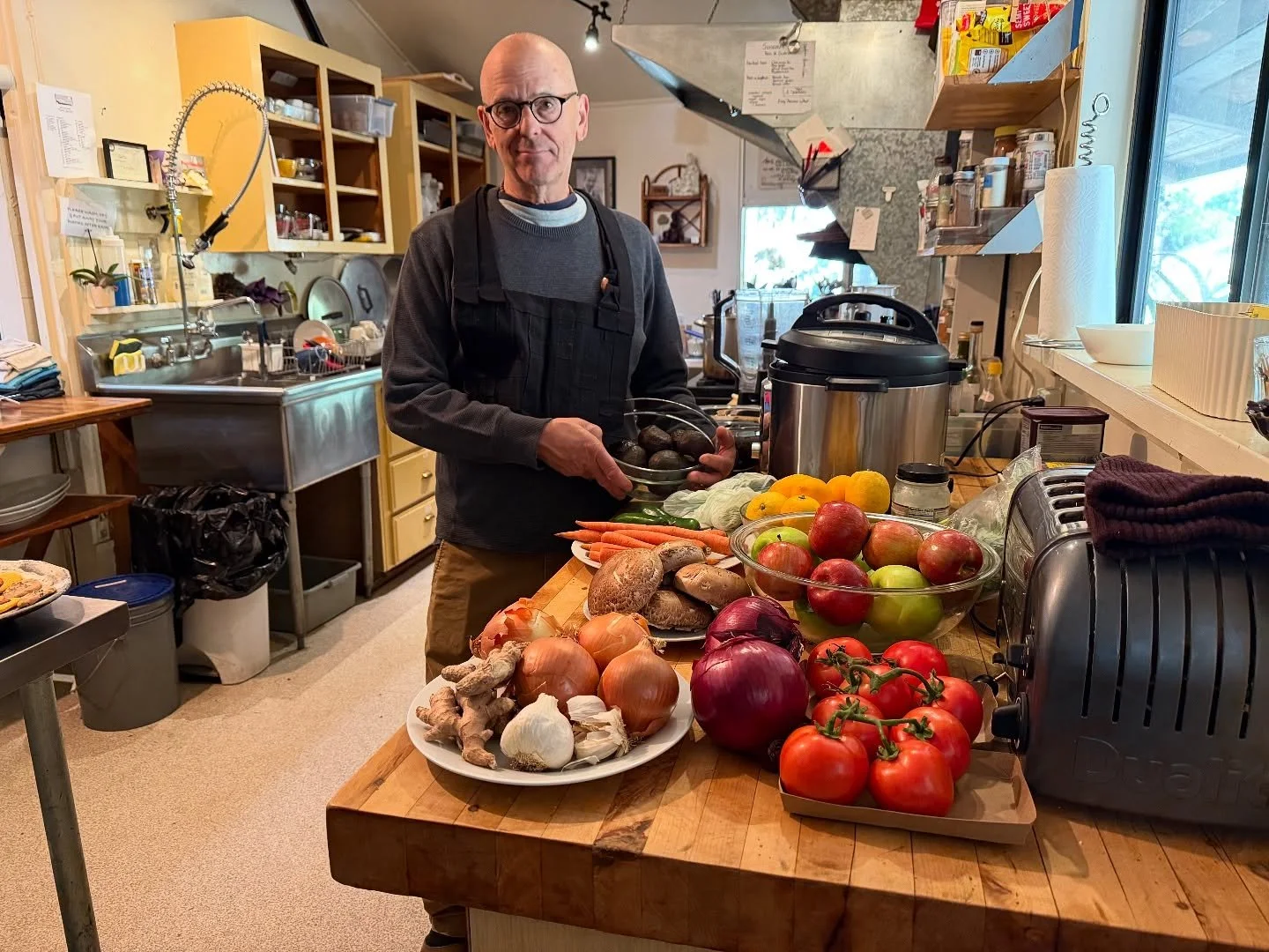 Getting ready for Mindful Cooking class with our Shuso!