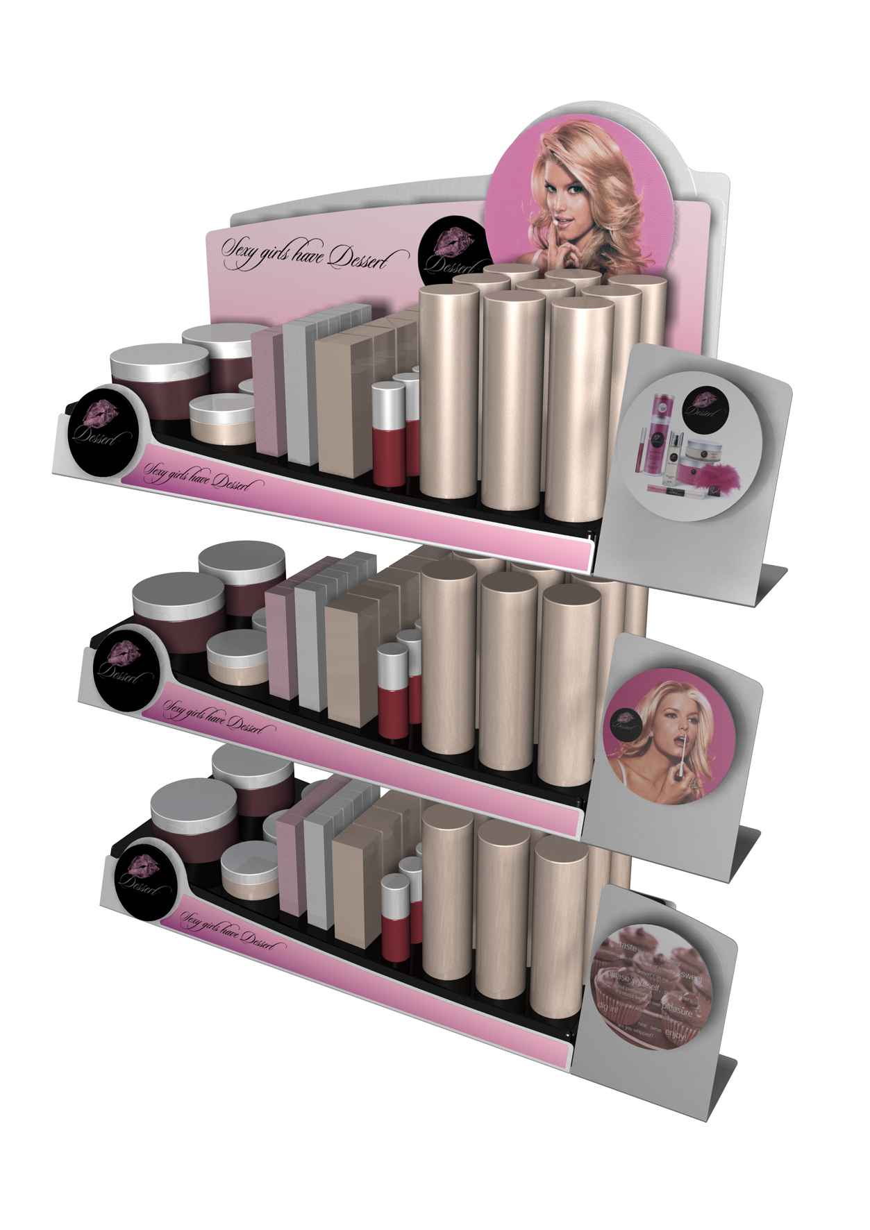 Set of Vacform mouldings and graphics used to promote and organise products on existing store shelving.