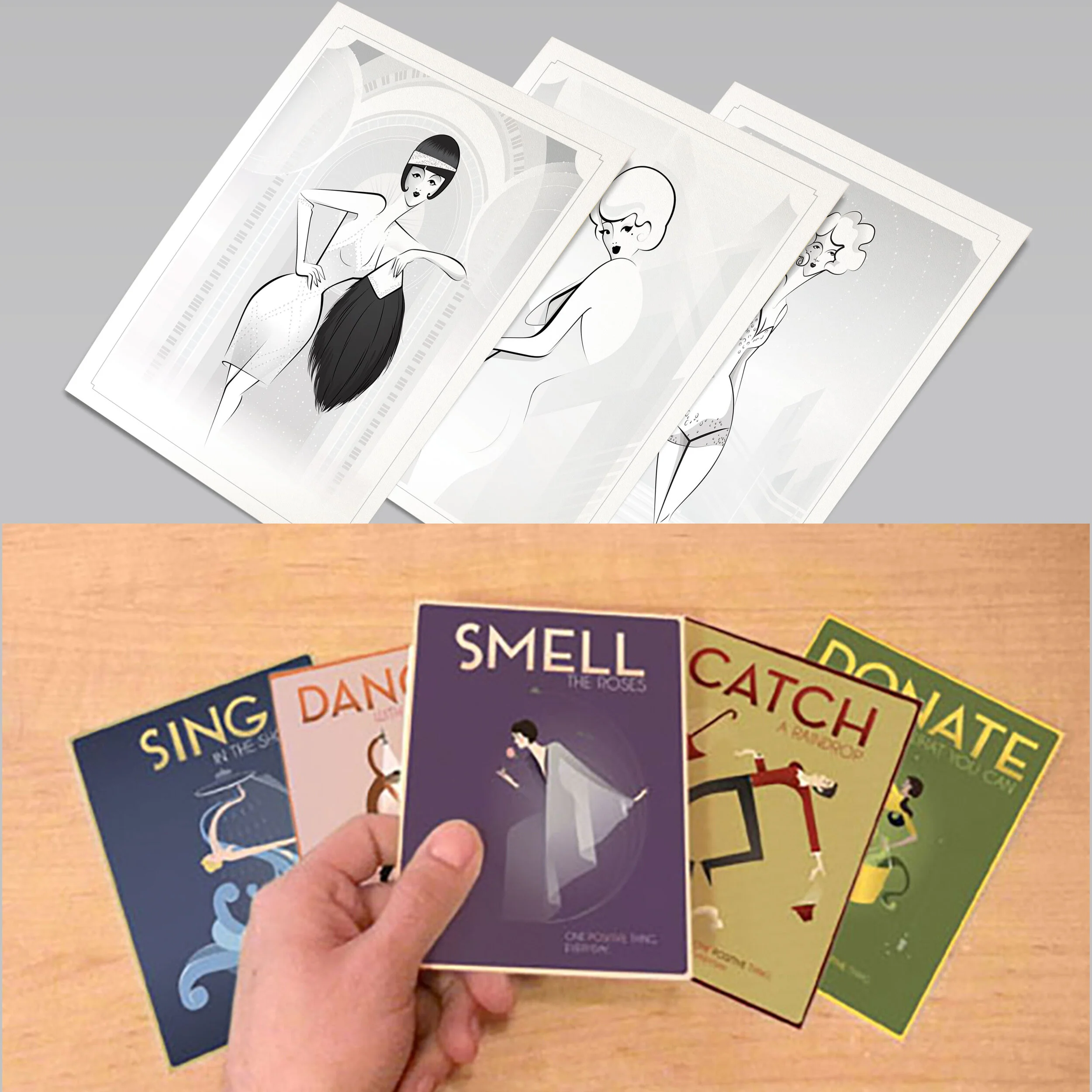 Post Card Gift Set (9 Cards Total), Jazz Ladies + One Positive Thing