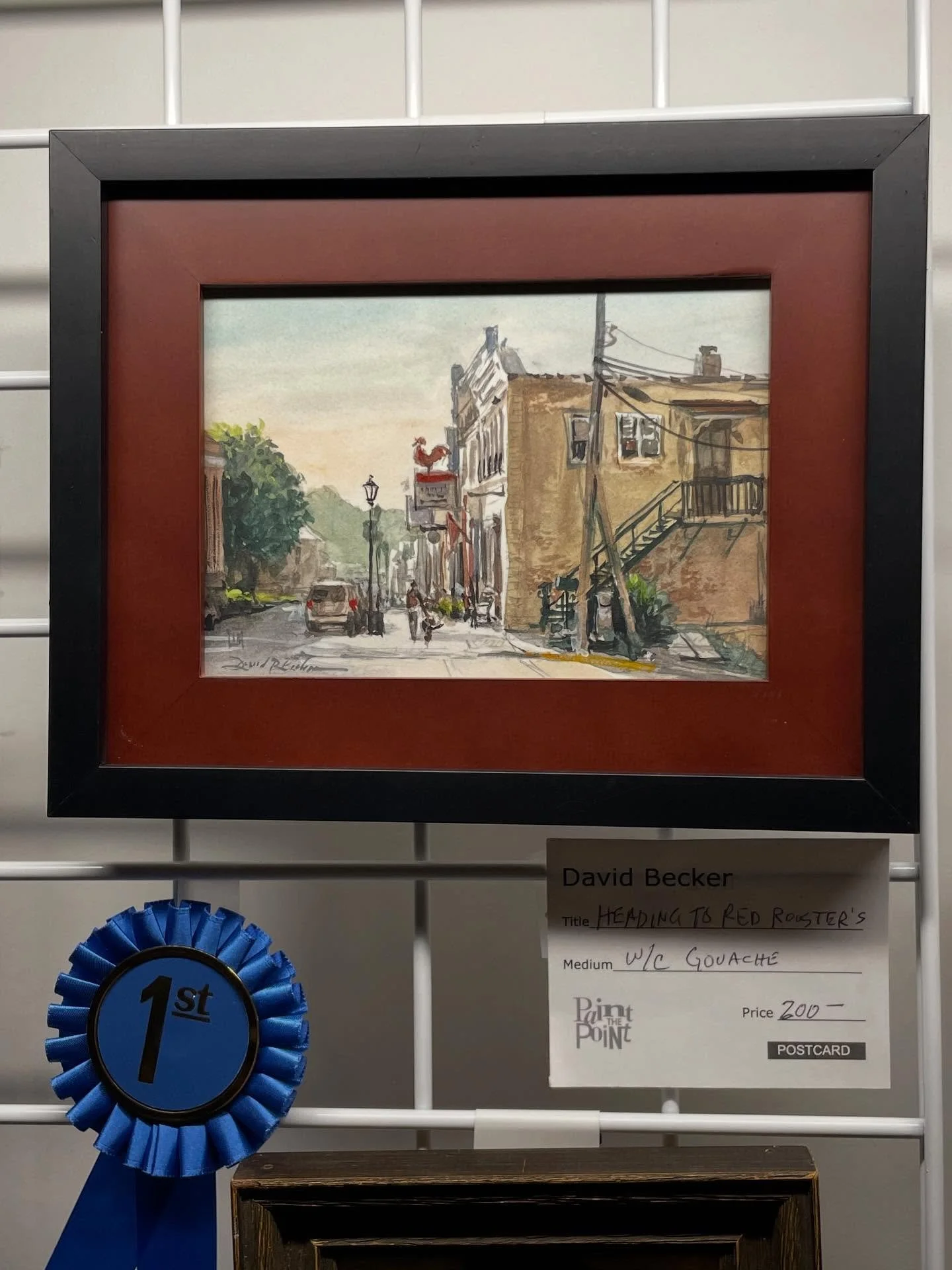 More prize winning paintings from the 2025 Paint The Point! POSTCARD EVENT:
Honorable Mention:
Blue Door, Jeanne Bril
3rd prize: 
Preserved in Time, Caitlin Leline Hatch
2nd Prize: 
Up Your Alley, Andrew Linden
1st Prize: 
Heading to Red Rooster&rsqu