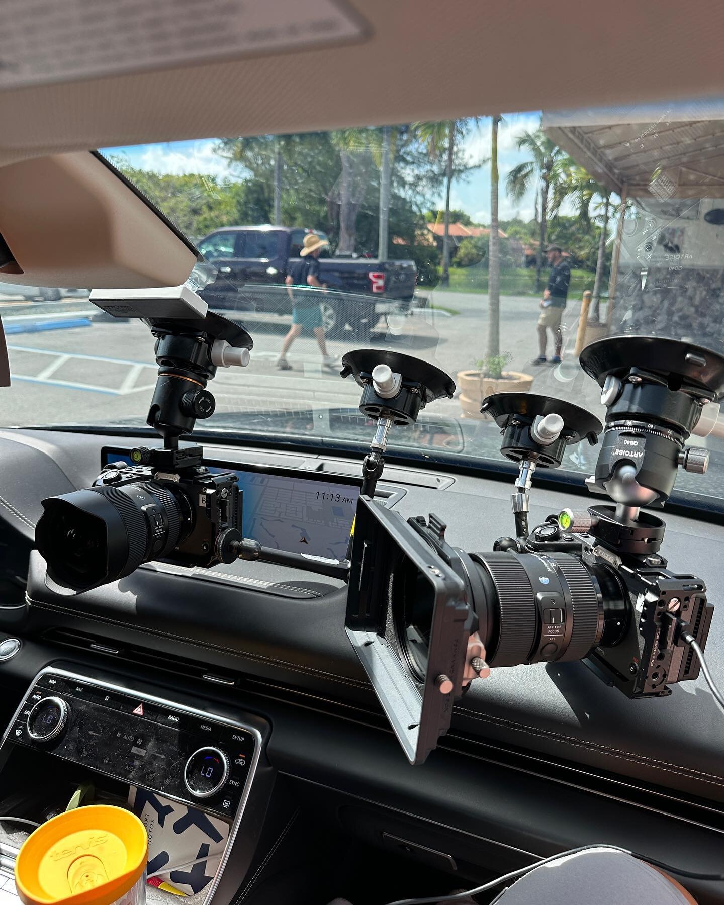 Today we rigged out 2 Sony FX3&rsquo;s in the interior of a car for a moving interview, I found these suction mounts on @amazon and they were perfect for the setup, we doubled them up on each FX3 for safety and stability and the shots came out beauti