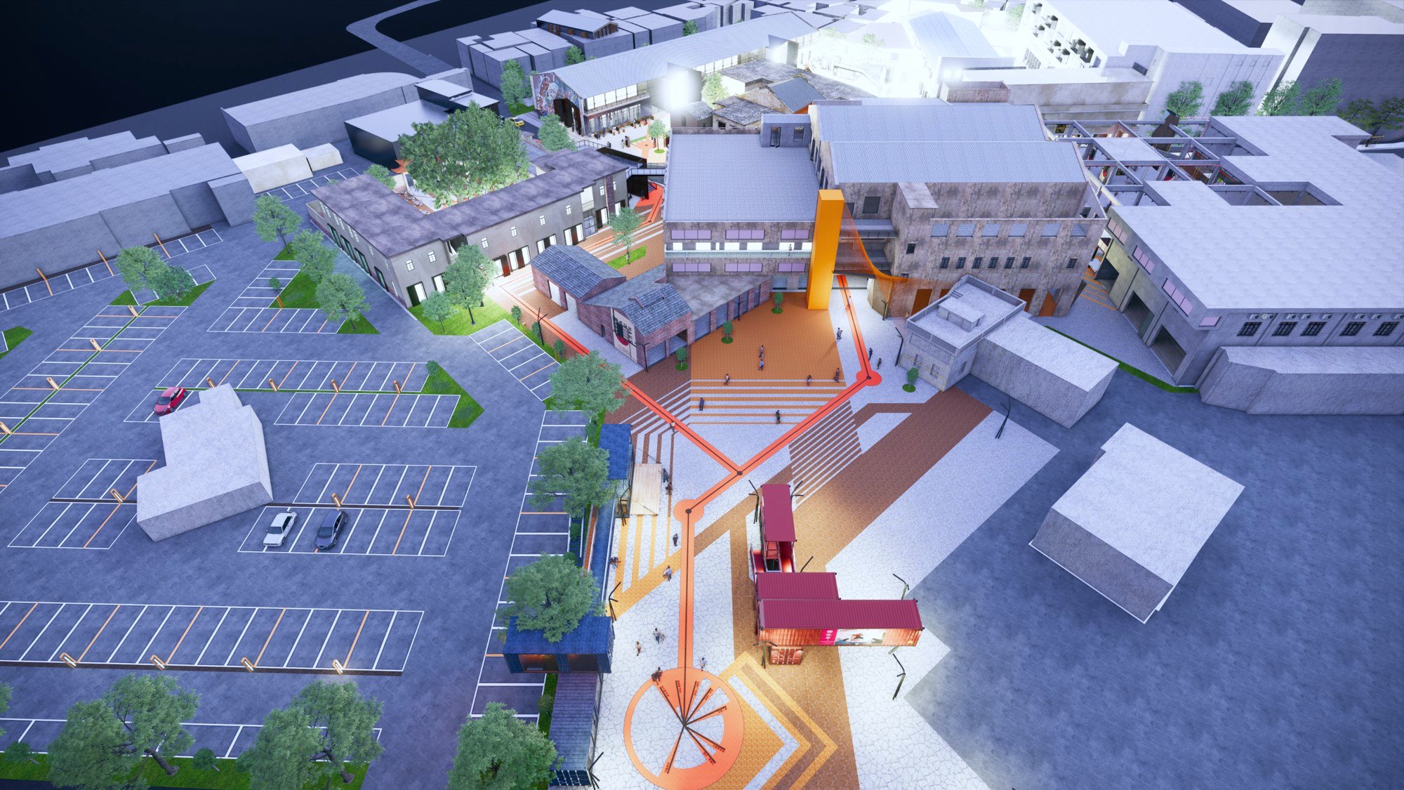 项目地址 | Location 顺德区伦教街道新苑路 | Xinyuan Road, Lunjiao Street, Shunde District 项目规模 | Scale 12262 ㎡ 设计时间 | Design time 2020.08-2020.12 顺德历史上纱绸行业的鼎盛期是 20 世纪 20 年代,其中主要分布点之一正是伦教,彼时丝织厂多达数千家。后因人造丝问世,广东丝绸业受到严重打击。建国初期,政府通过组织生产自救,对生产户、厂进行调整合并,组