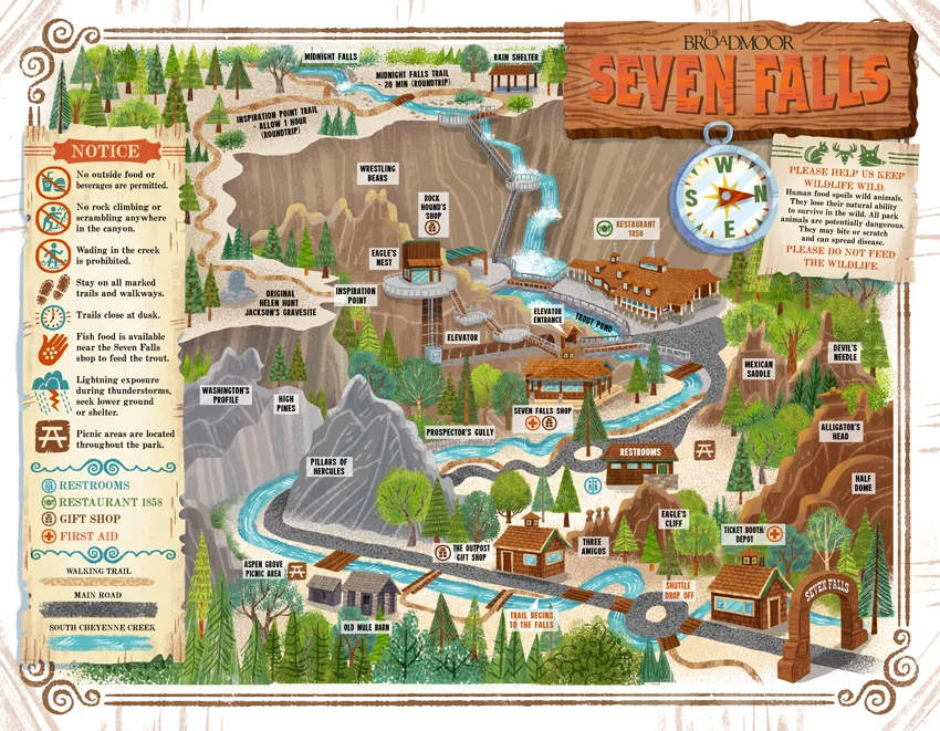 Seven Falls map (The Broadmoor)