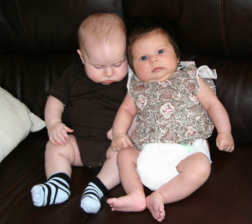 5weeks old with buddy Linus