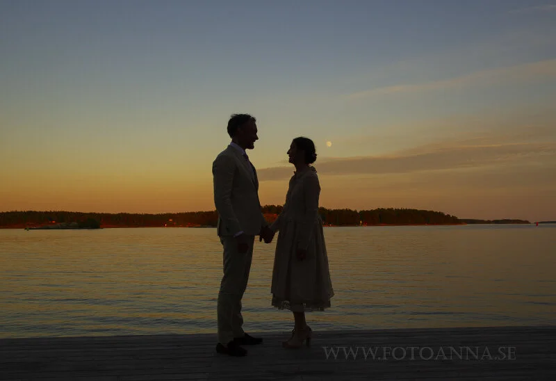 sommarnatt bröllopsfotografering