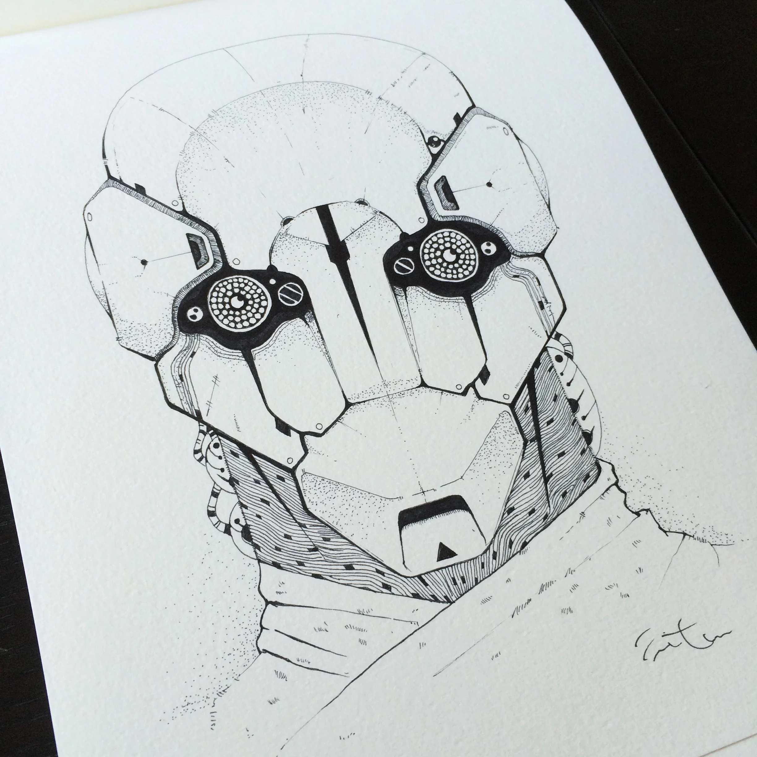 Conceptual drawing for "Pero", one of the mechanoids in the story.
