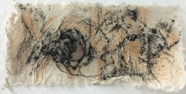 Untitled, Charcoal, Ink and Watercolor on Handmade Paper, 7" x 14""
