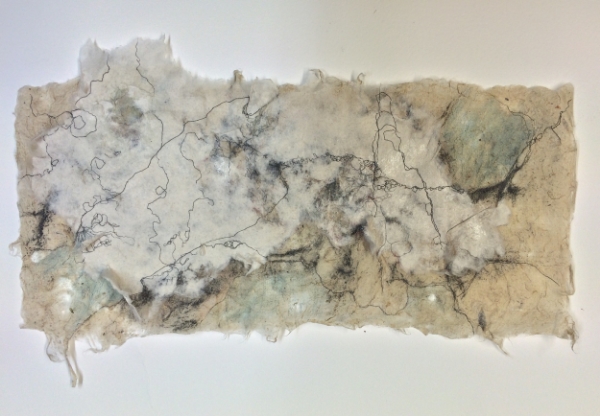 Untitled, Ink, Charcoal and Watercolor on Handmade Paper, 6" x 14"