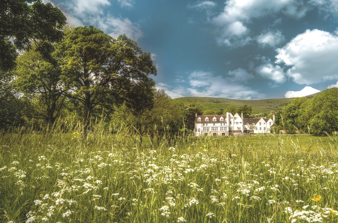 The meadow behind Losehill House Hotel and Spa