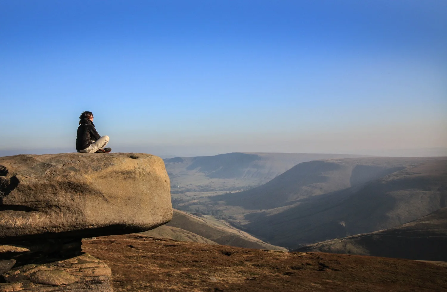 Julia Bradbury takes time out to enjoy the view in the Peak District