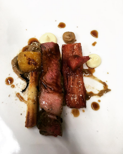 BBQ ribeye, beets, salsify trompettes, cep puree and dust.PNG