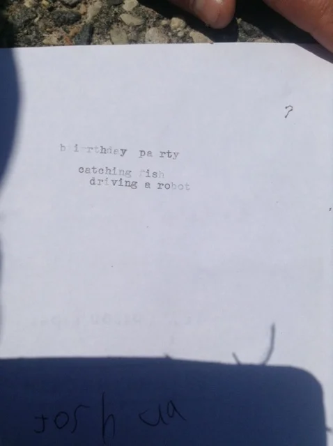 3 line-type written poem by 6 year-old Joshua