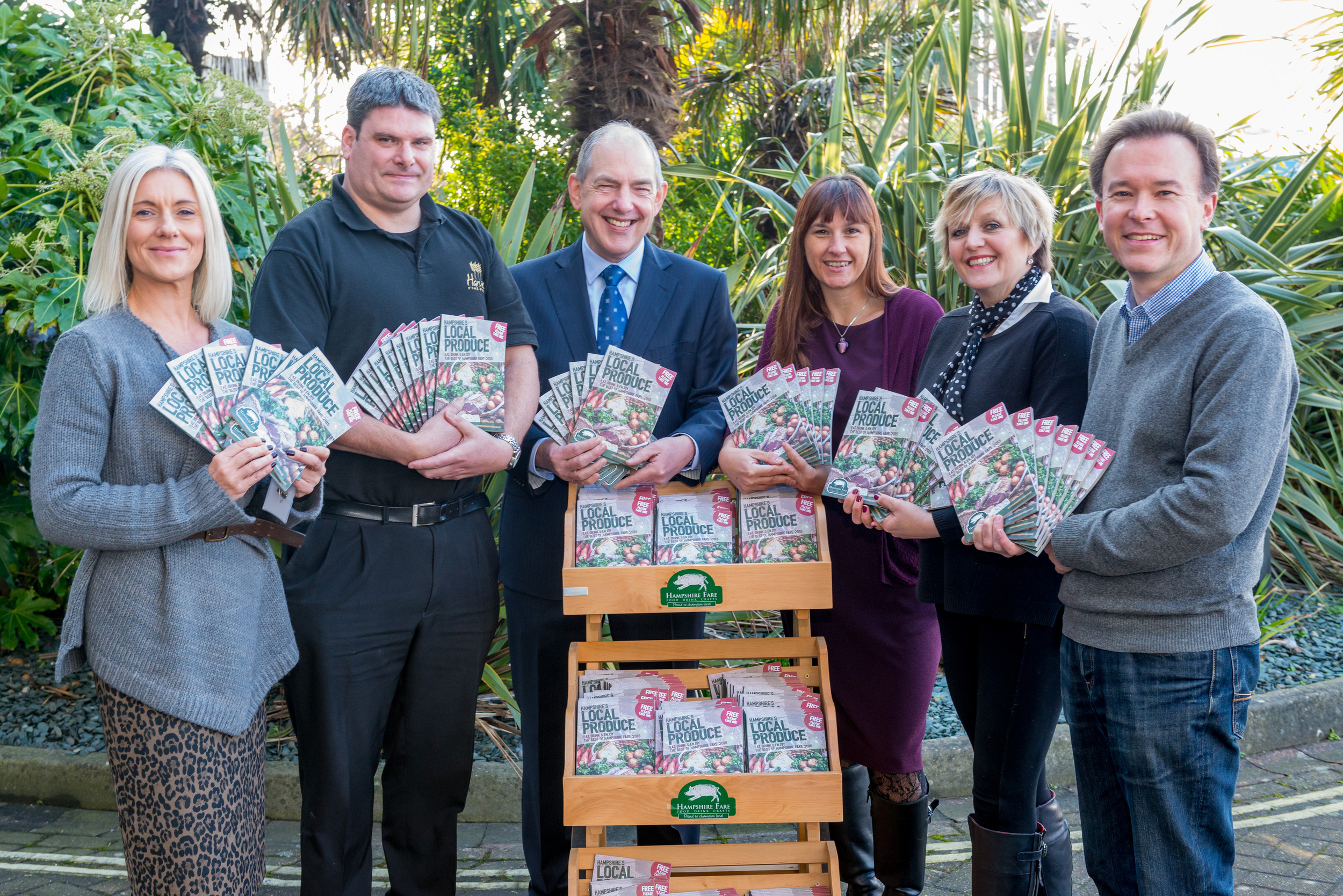 From Left to Right: Kate Hibbert, Southern Cooperative; Phil Clarke, Harvest Fine Foods; Mike Wright, Chairman Hampshire Fare; Jo Scrivener, Starfish; Tracy Nash, Hampshire Fare and Nigel Owens, Rownhams House.