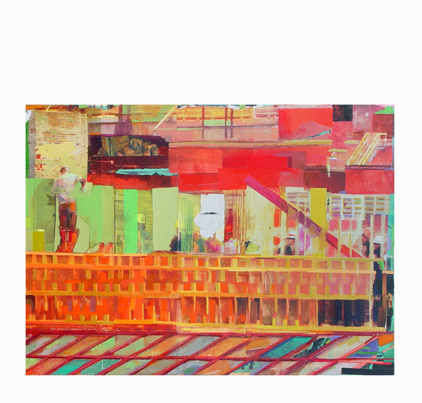  Legend of the true cross #2  2012, oil, acrylic, and cut paper on canvas, 36" x 40" x 3/4"    