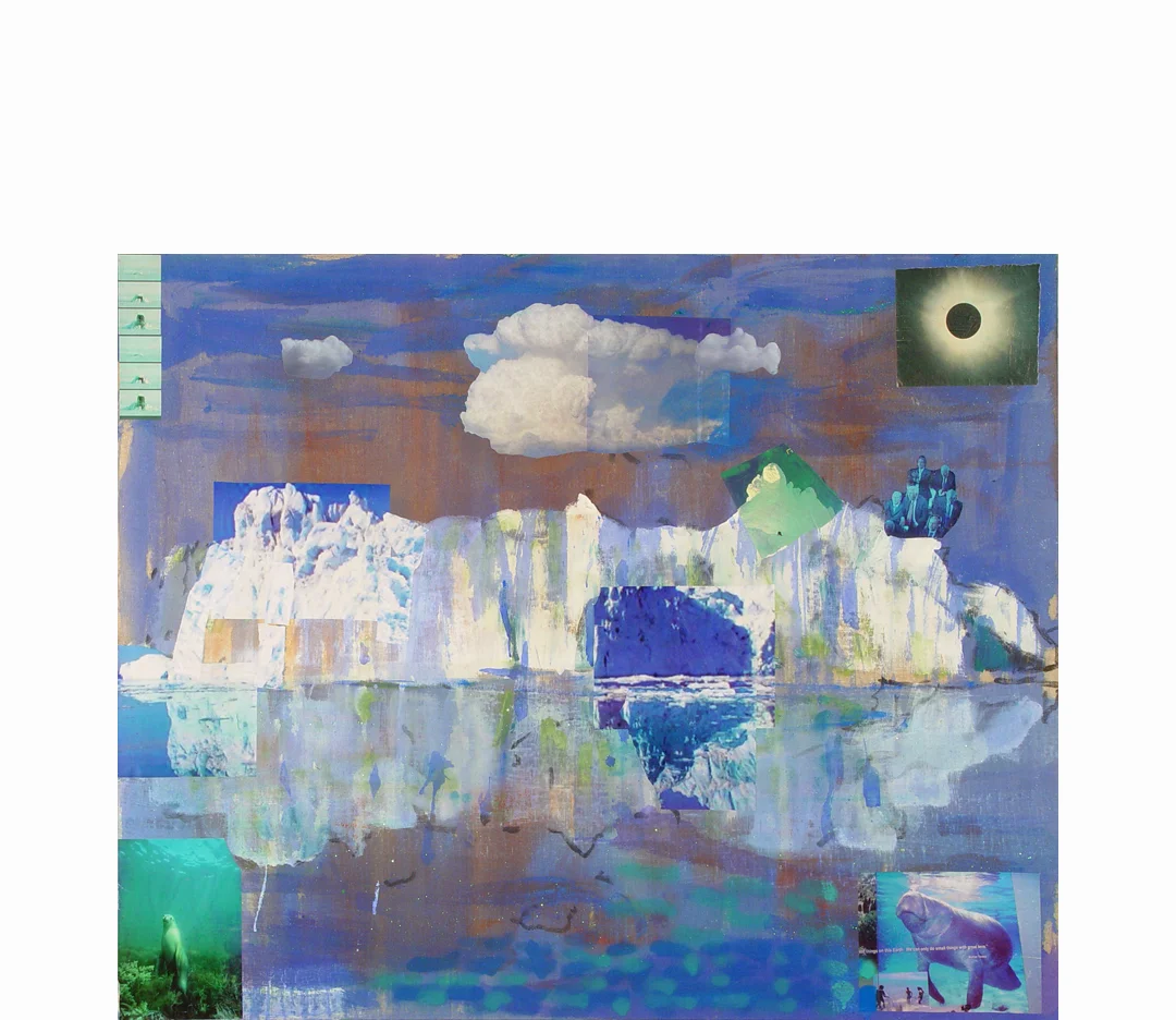 Iceberg #2 2014, oil, acrylic, and cut paper on linen, 32" x 42" 
