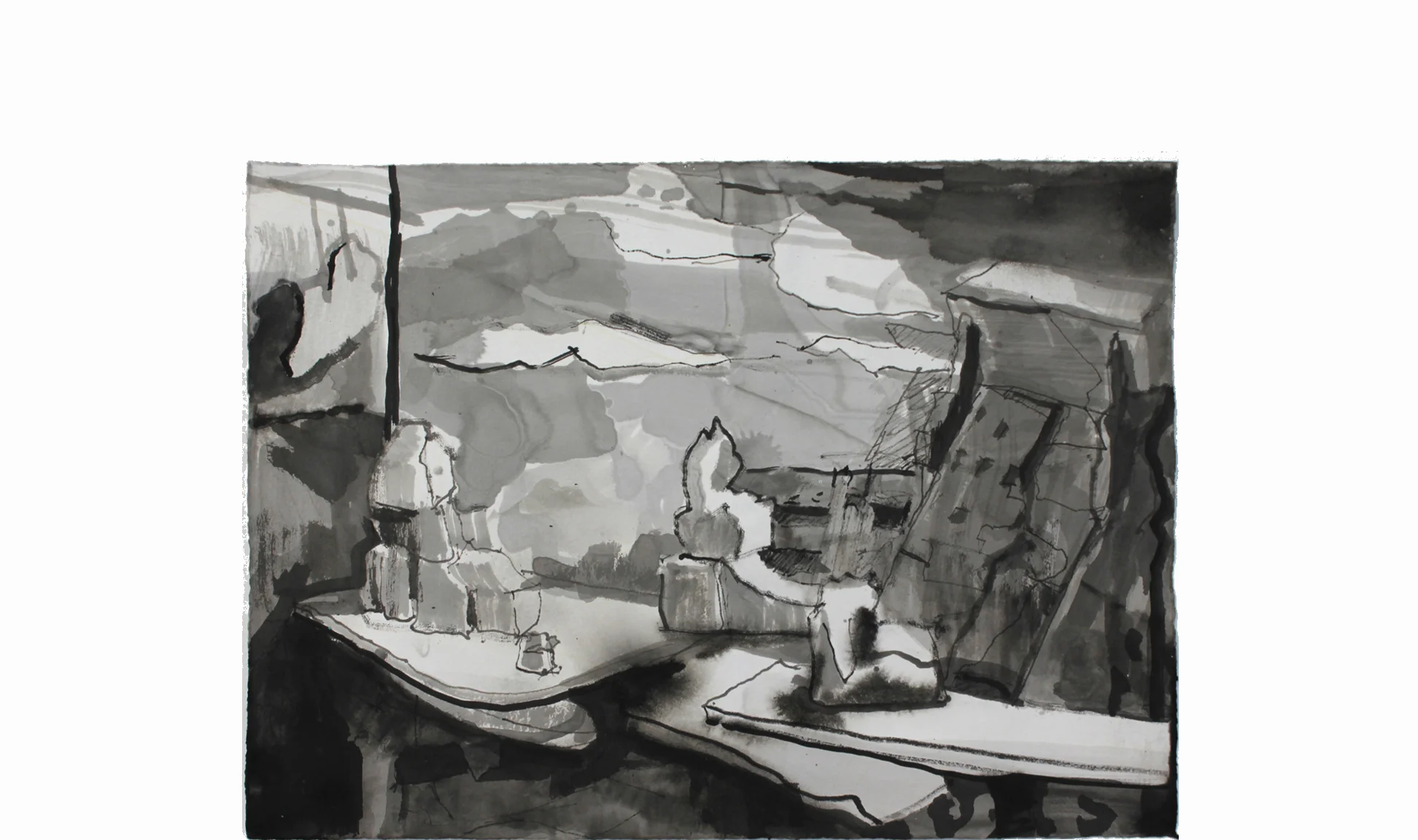 Icebergs 2013, ink on paper, 8" x 10"