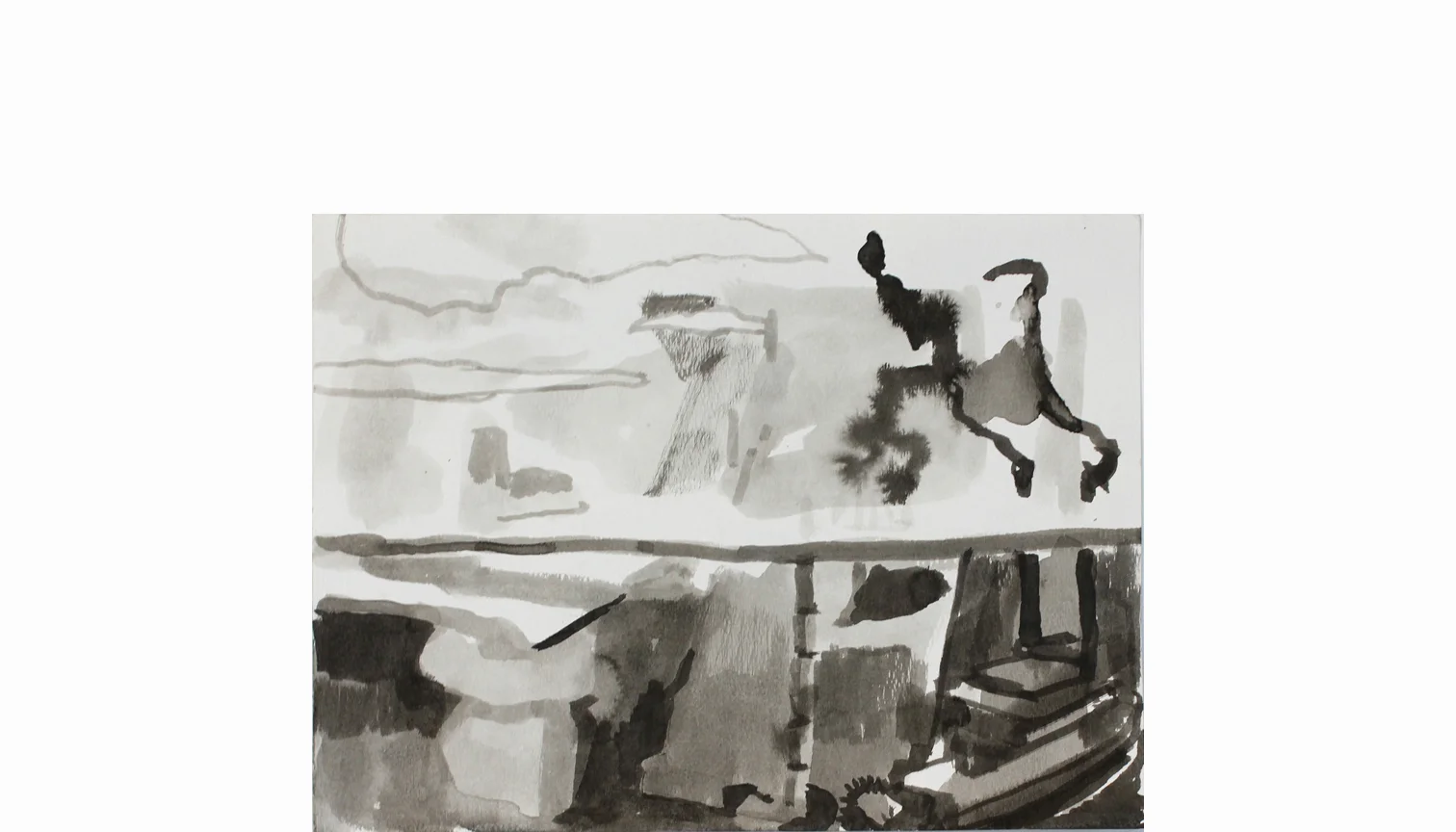 A vision of future ambition (black and white) #1 2013, ink on paper, 8" x 10″