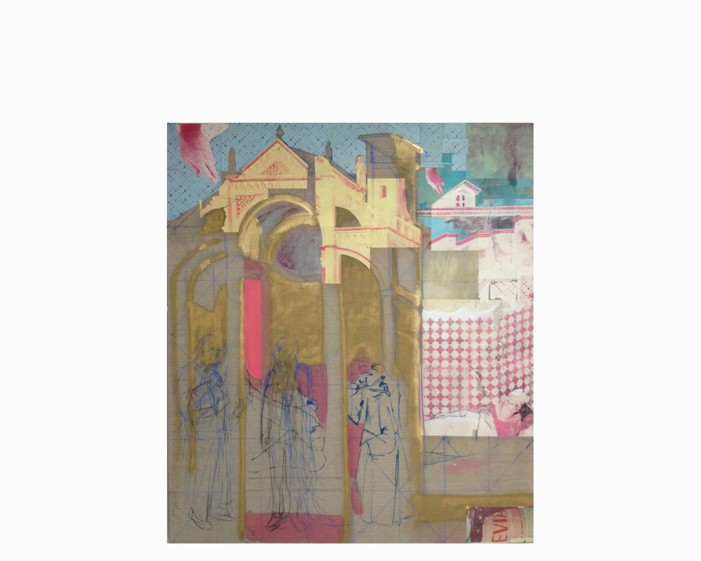  After Giotto  2012, oil and cut paper on linen, 72" x 64" 