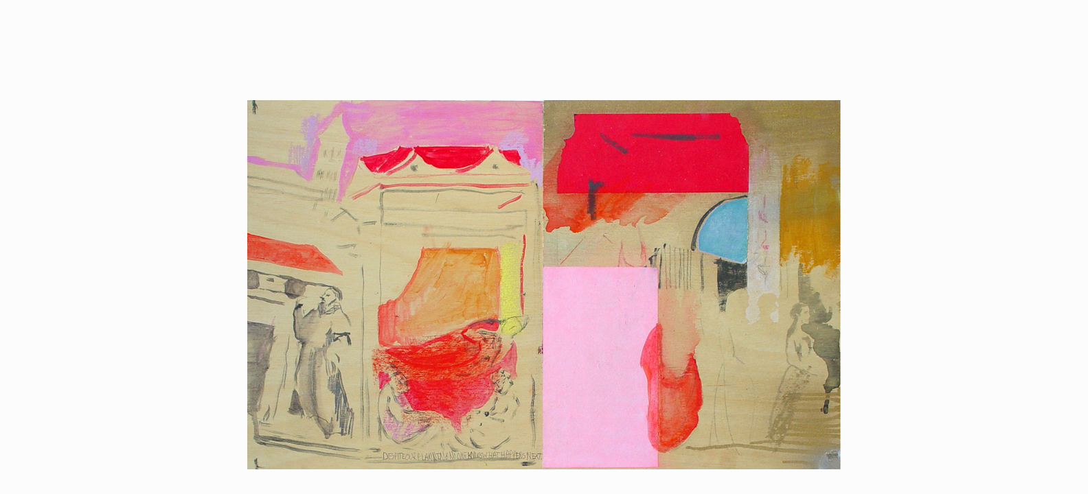  After Giotto #2  2012, acrylic, ink, cut paper on board, 14" x 22 