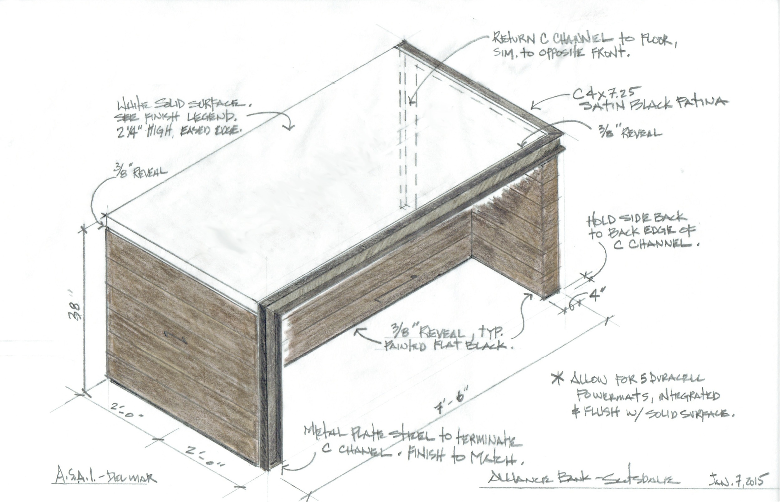 A table designed for one of our commercial clients with five LG Charging Pads running down the center.