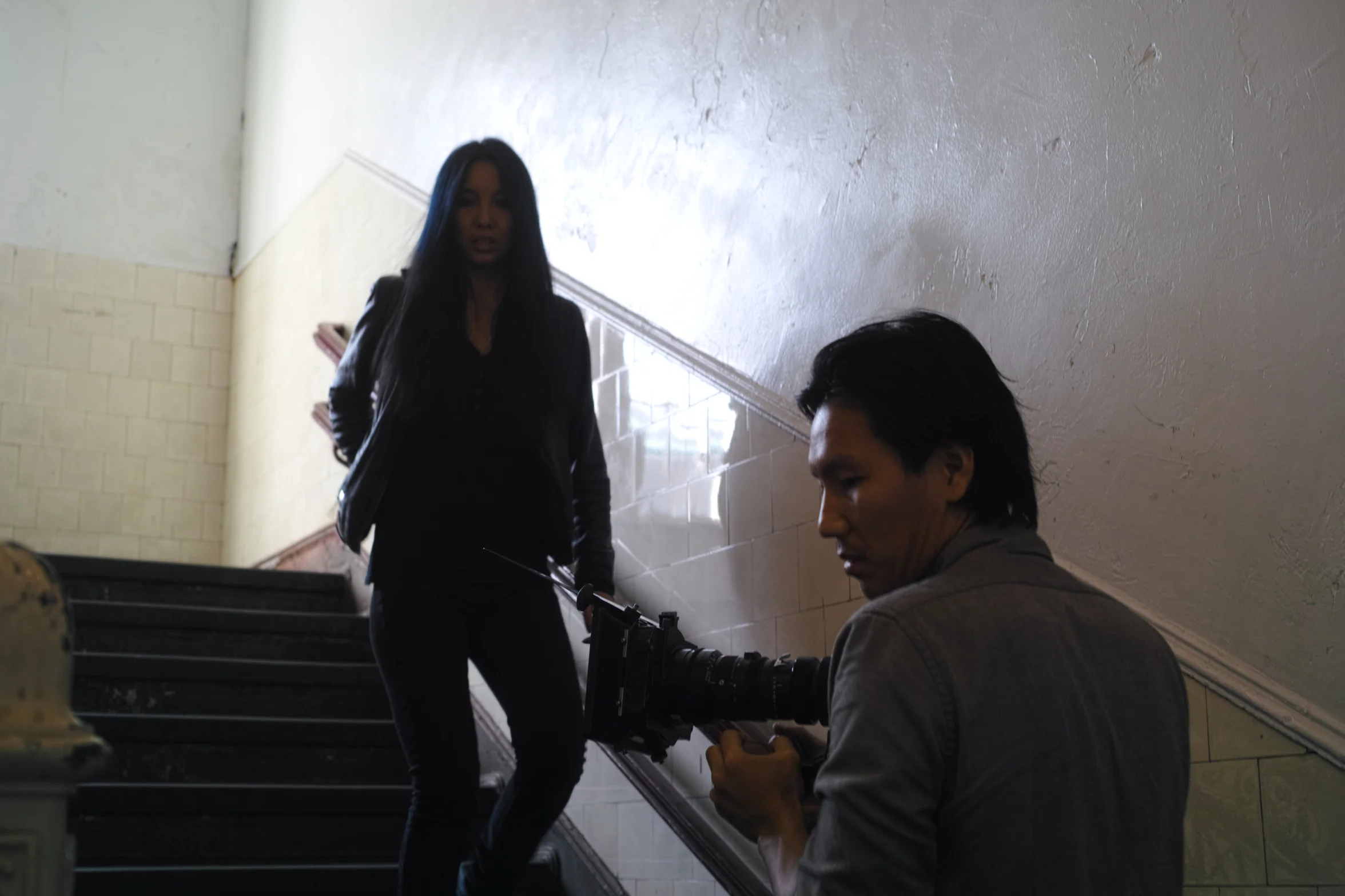 Tenzing Phuntsog with actress Yeshe Gyaltag and the A-Cam dII