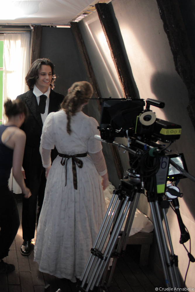 Blocking of a shot with actors Maude Bouchat and Adrien Calendron