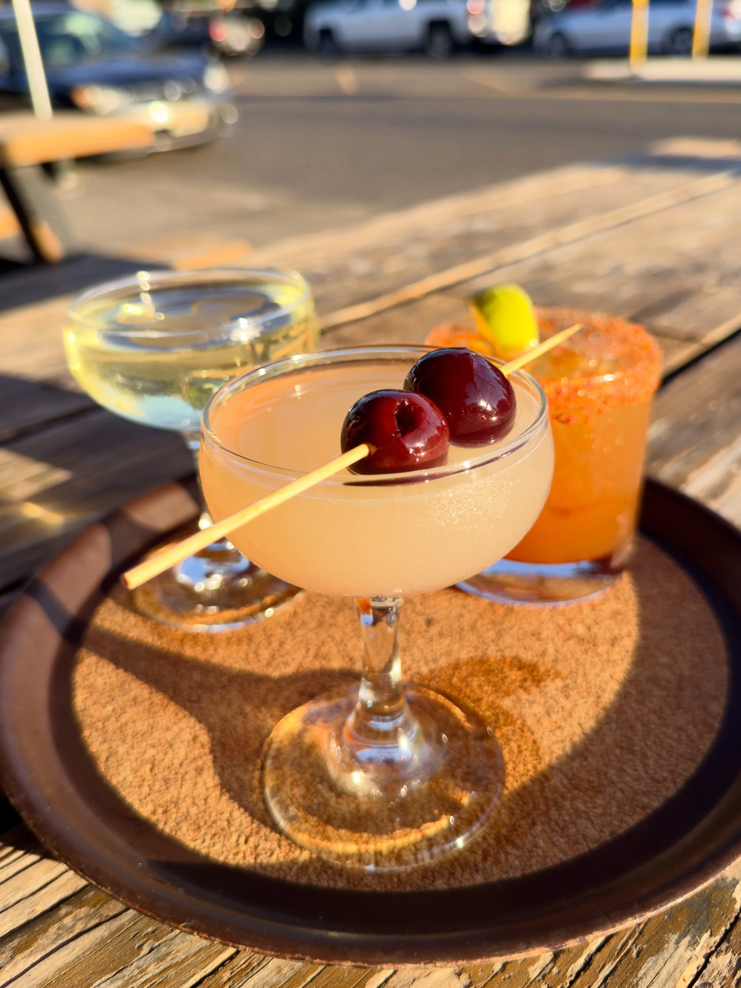 Three new bombshells just entered the villa 🥵

1&ndash; Mezcal Me Sometime 🍒
Vida Mezcal, Accompani Flora Green, Maraska Maraschino, lime juice, absinthe 

2&ndash; Salt and Vinegar Martini 🧂
Monopolowa Vodka infused with S&amp;V Kettle Chips, dil