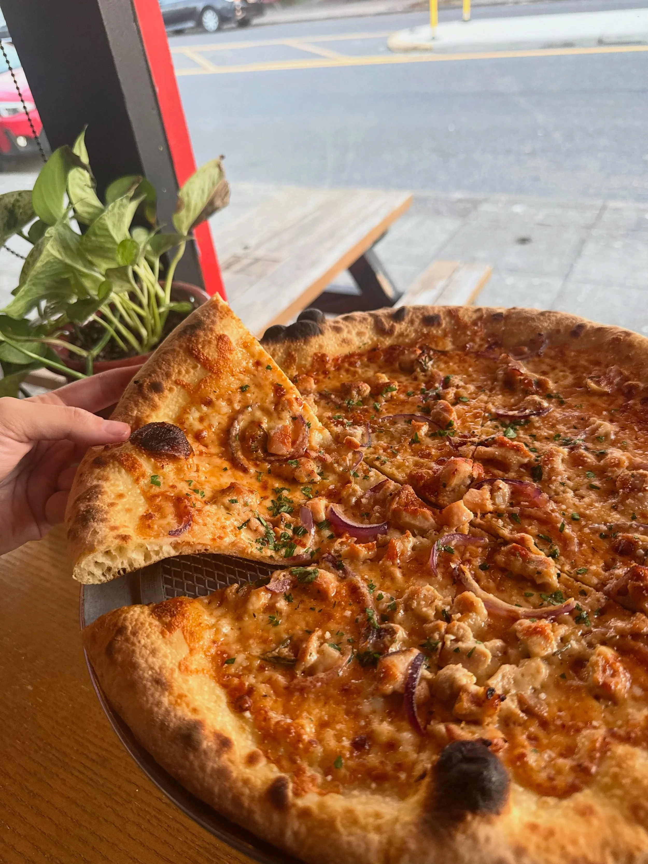 BBQ CHICKEN PIZZA IS HERE
🤎 limited time only!! 🤎

Our new (awesome and talented) kitchen manager&rsquo;s first special does NOT disappoint&mdash; It&rsquo;s cheesy, saucy, and both savory and sweet. Our staff gobbled up the delicious &ldquo;test&r