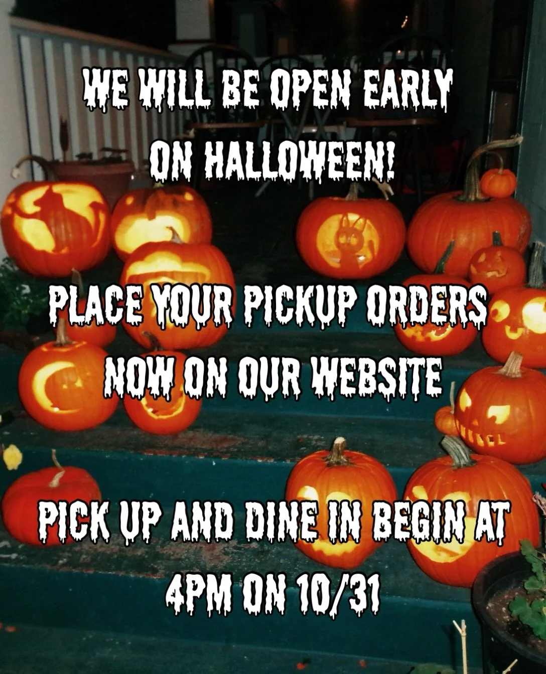 Place your Halloween order online NOW at eastglisan.com 🖤🎃

See you at 4pm on 10/31!

#pdxhalloween #portlandhalloween #eatpdx #travelportland #pdxpizza