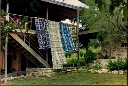 Silk Yardage Drying from Studio Railing