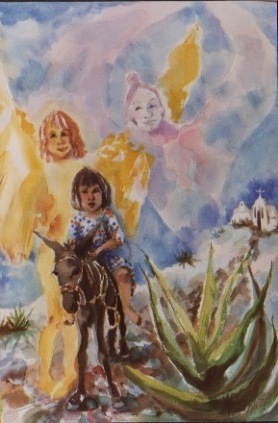 Girl on Donkey with Guides