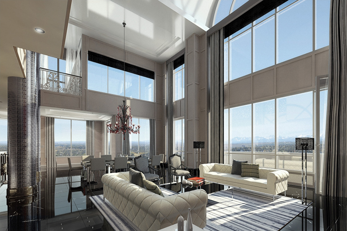   Astoria Penthouses&nbsp; Downtown Calgary 2005  Concept renderings for two executive penthouse suites that were designed for the Astoria on 10th residential tower. A sophisticated design with Art Deco inspiration throughout. 