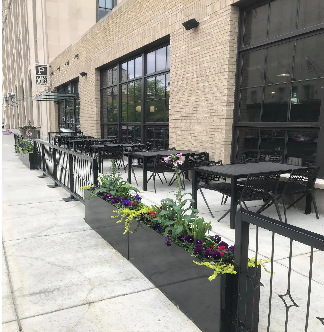 CUSTOM FENCE AND PLANTERS THAT MATCH HISTORIC RAILINGS, DESIGN SEEN THROUGH WITH DPOP TEAM