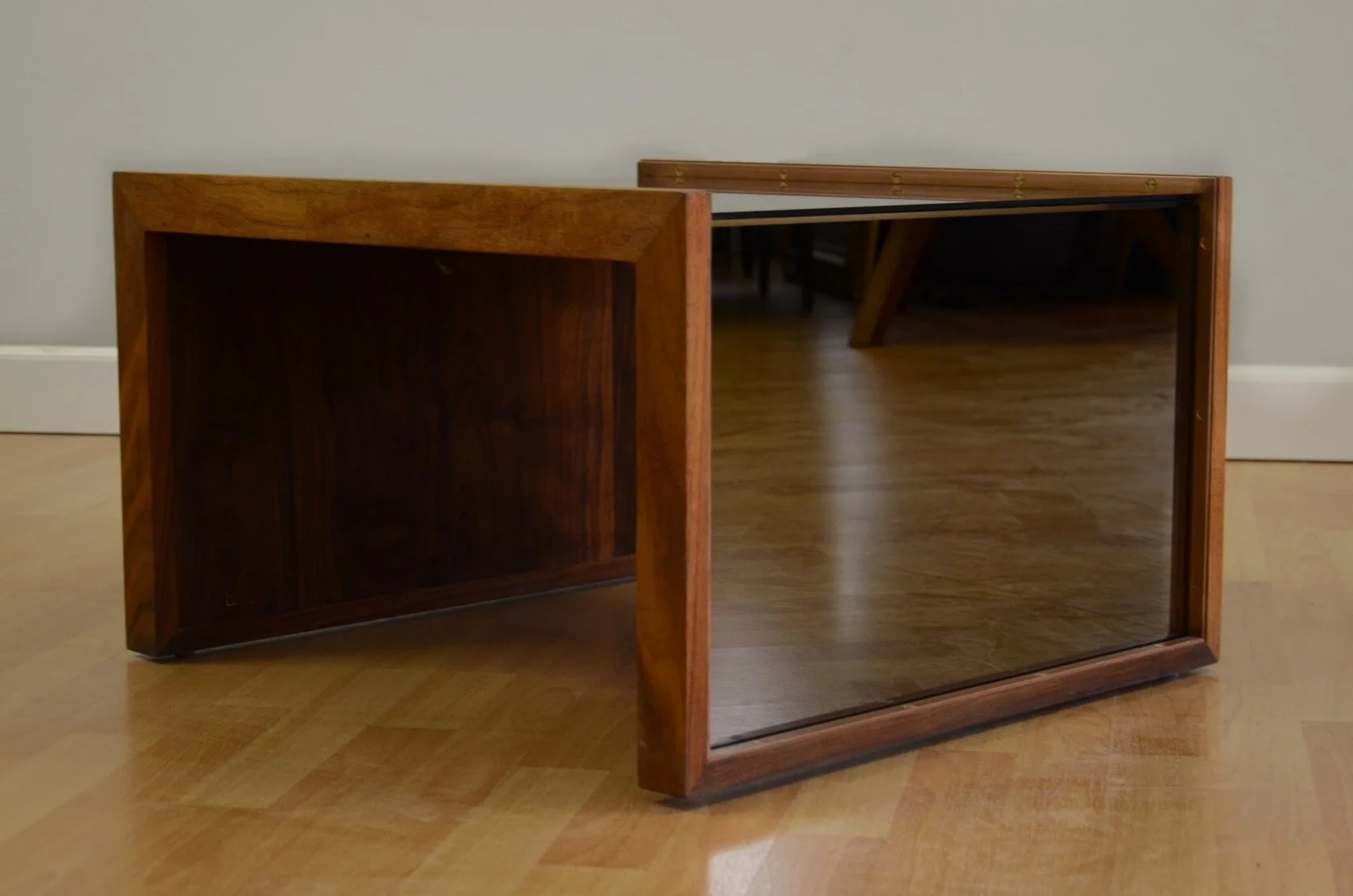 Mirrored Side Table in Walnut