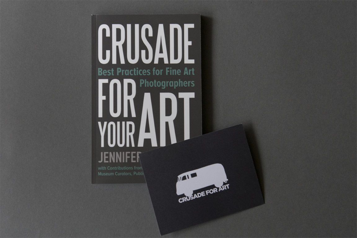 We were thrilled to receive our copy of Crusade for Your Art: Best Practices for Fine Art Photographers by Jennifer Schwartz. This book is packed with useful advice on a full spectrum of topics for emerging photographers and features short essay contributions from 25 industry leaders. There is a specific chapter on presenting work and developing effective promotional materials. Jennifer Schwartz demonstrates her own advice by including a beautifully designed, handwritten notecard with the book. The whimsical bus logo is consistent with the rest of Crusade for Art’s branding and the card is made of excellent stock. Jennifer practices what she preaches with this personal touch.