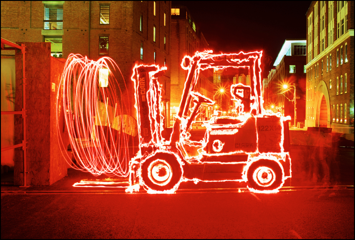 Forklift with FireWire Timelight Picture Study with Highway Flares