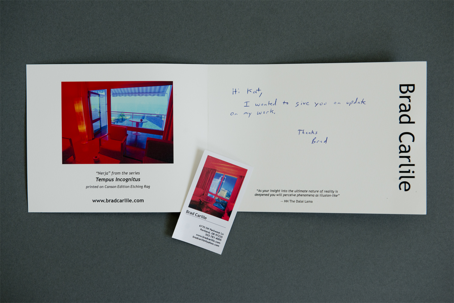 Opening the card, the image on the left provides a closer look into the rest of the series and the white space on the right is perfect for writing a note to the recipient.