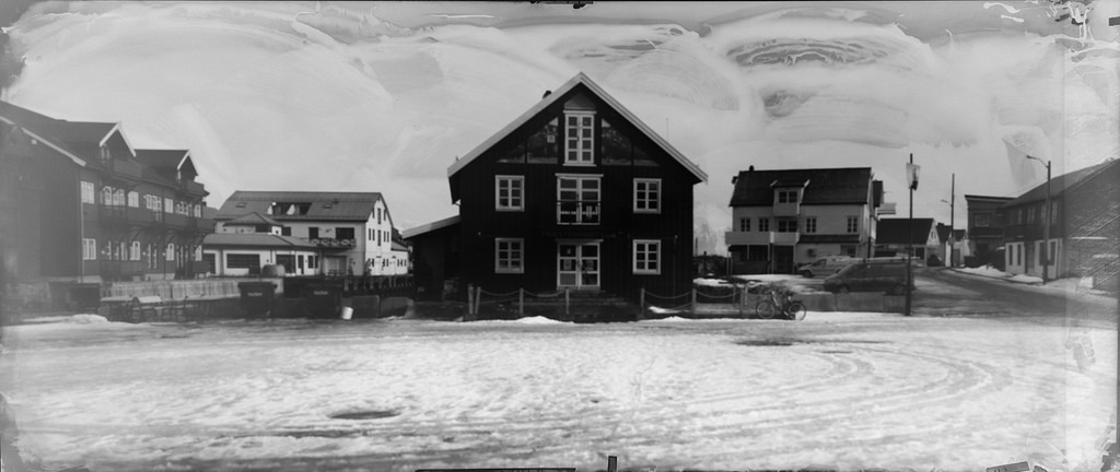 Photograph made with giant pinhole camera.
