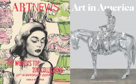 The current covers of ArtNews and Art in America .