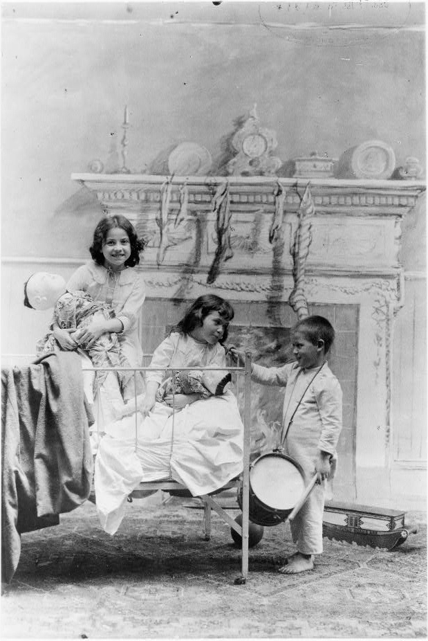Christmas Morning, c. 1896. Photographic print on cabinet card by F.J. Boston