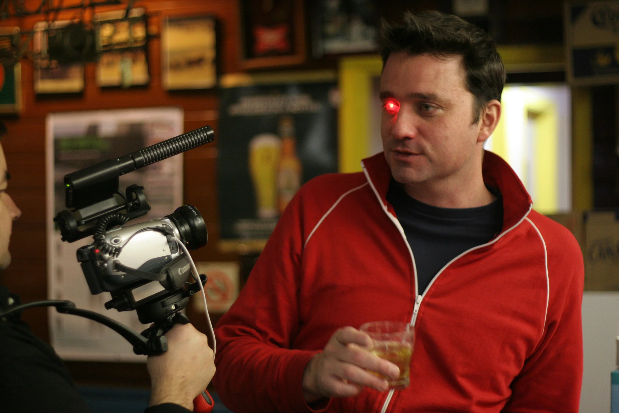 Rob Spence "Eyeborg" demonstartes the LED light. Photo courtesy of Eyeborg.