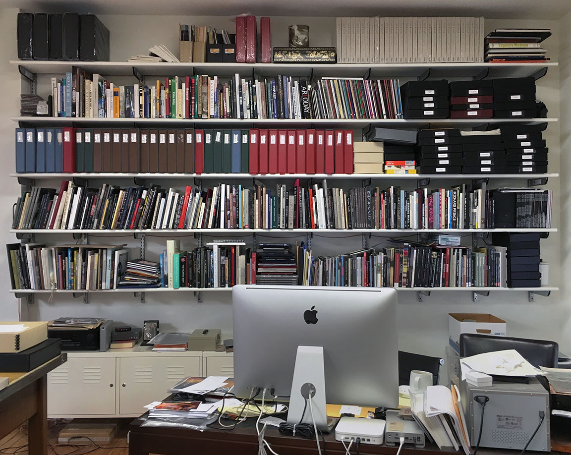 Gordon Stettinius ' office shelves at Candela Books + Gallery