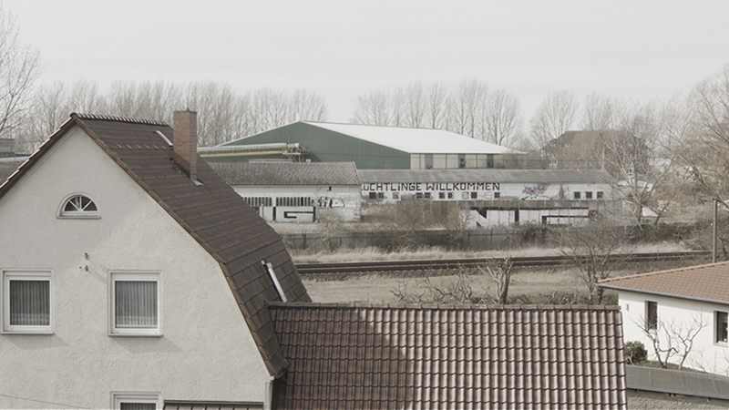 Flüchtlinge Willkommen, (Refugees Welcome), Greifswald, (Birthplace of the Painter), Baltic Coast, Germany, 2016, Moving Image