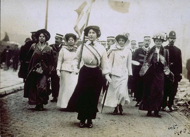 Suffragettes marching for women's rights.