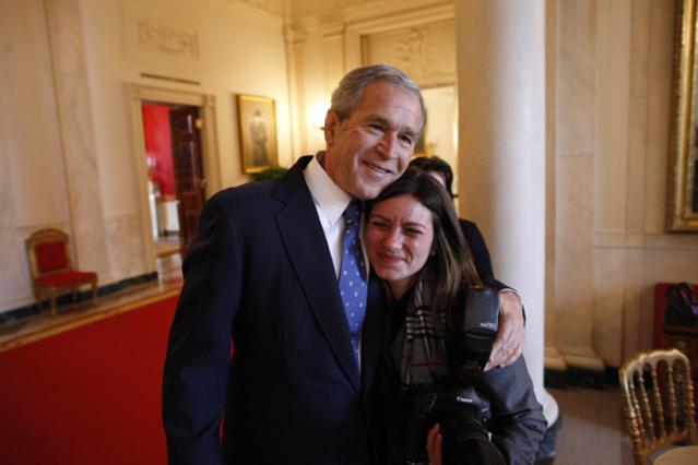 Shealah Craighead with George W. Bush. Photo by Eric Draper via Wikimedia commons