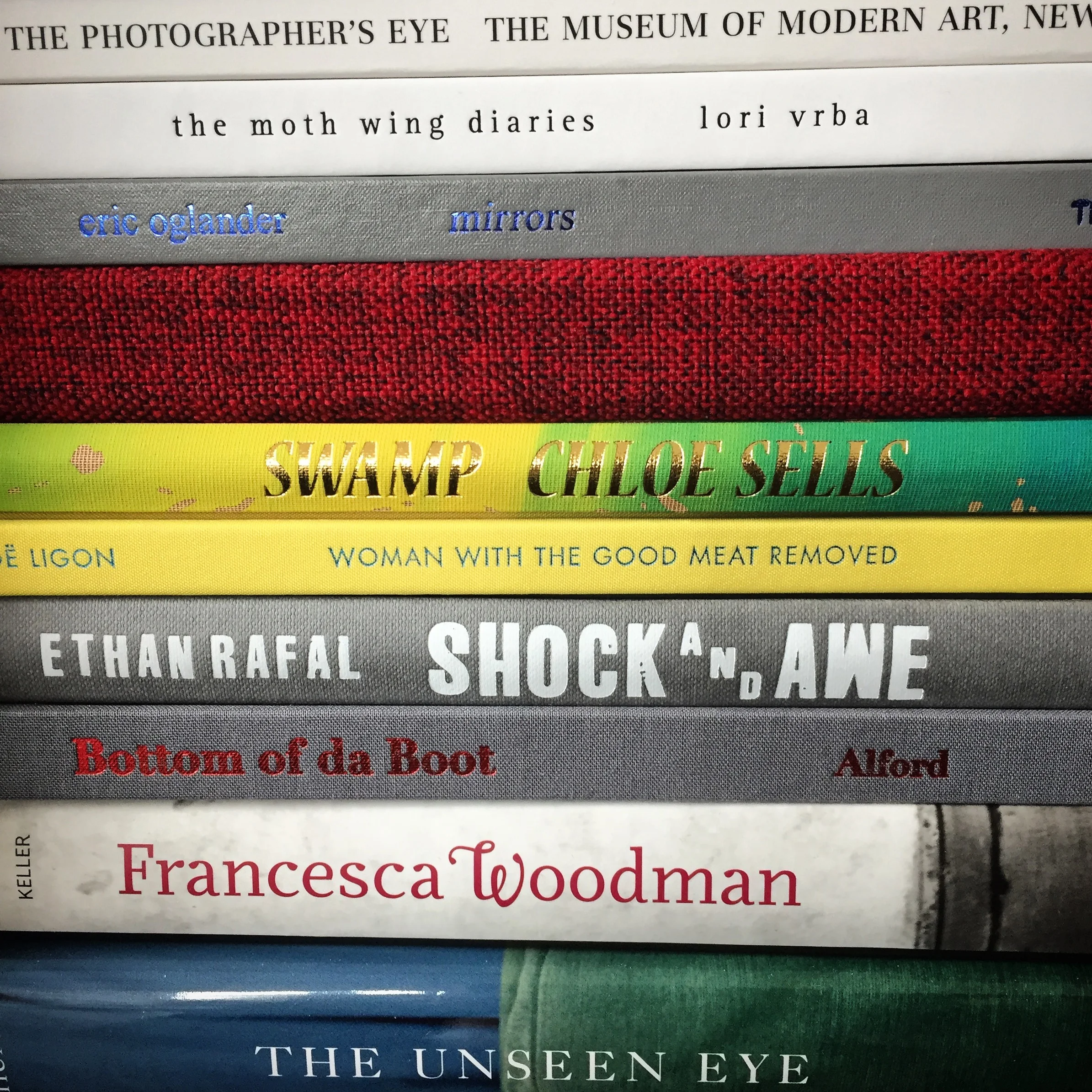 A small sliver of Jennifer Yoffy Schwartz 's photobook library.